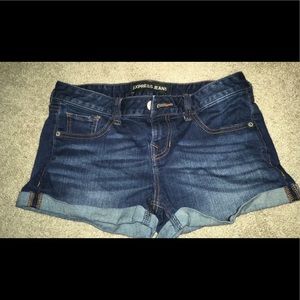 Express cuffed dark denim shorts